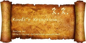 Kovár Krisztina névjegykártya